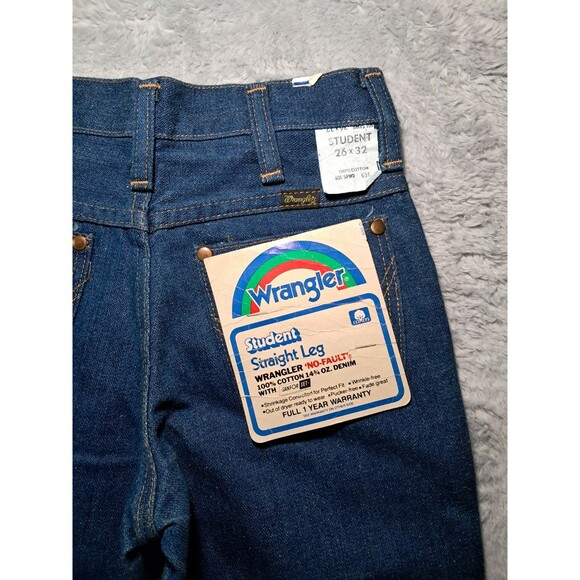 Vintage Wrangler Student Straight Leg Jeans 26x32 Deadstock NWT 70s Made in USA - Picture 1 of 12